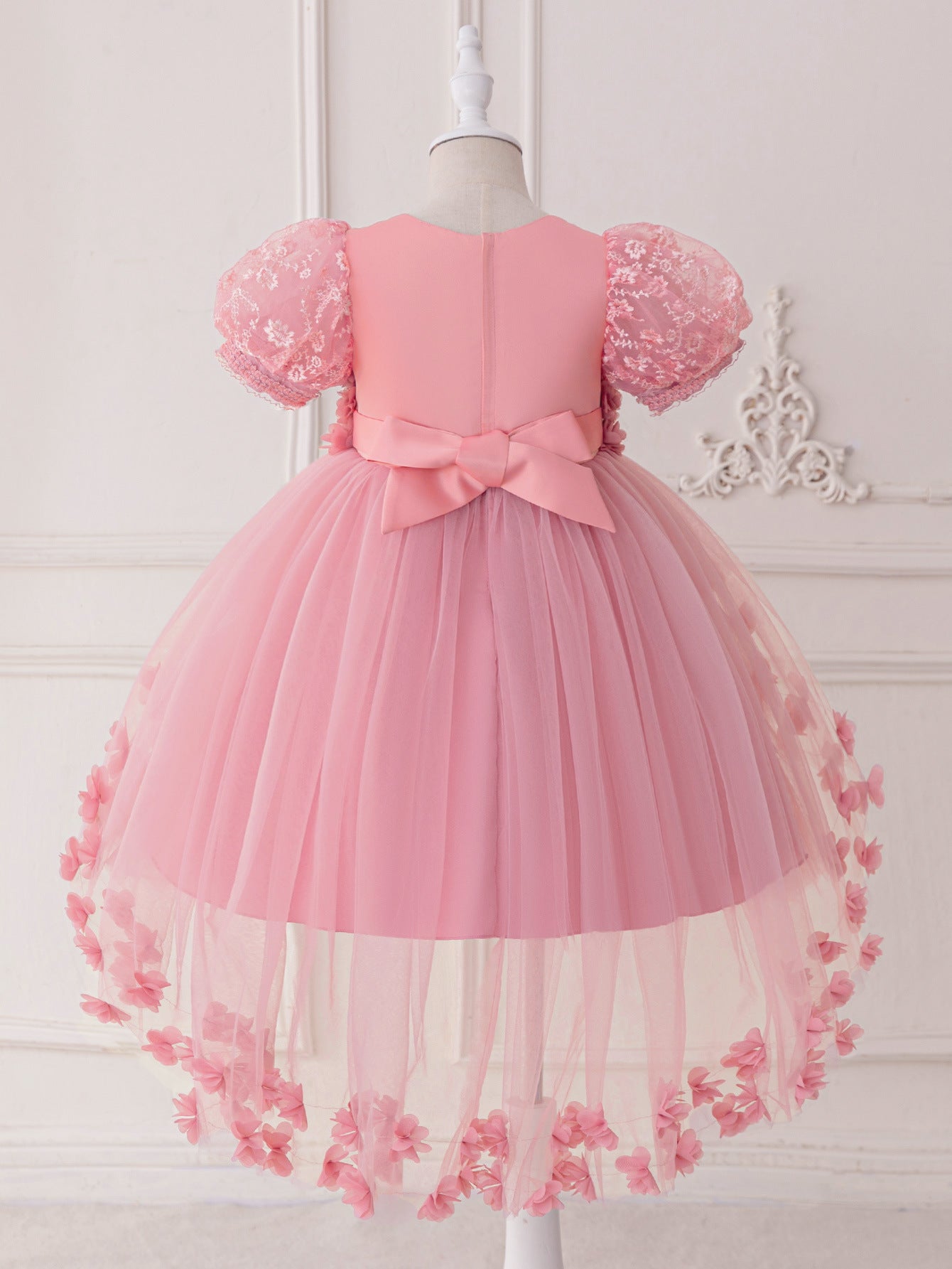Princess Puffy Sleeve High-Low Tulle Dress – Ball Gown for Girls (Ages 3-12)
