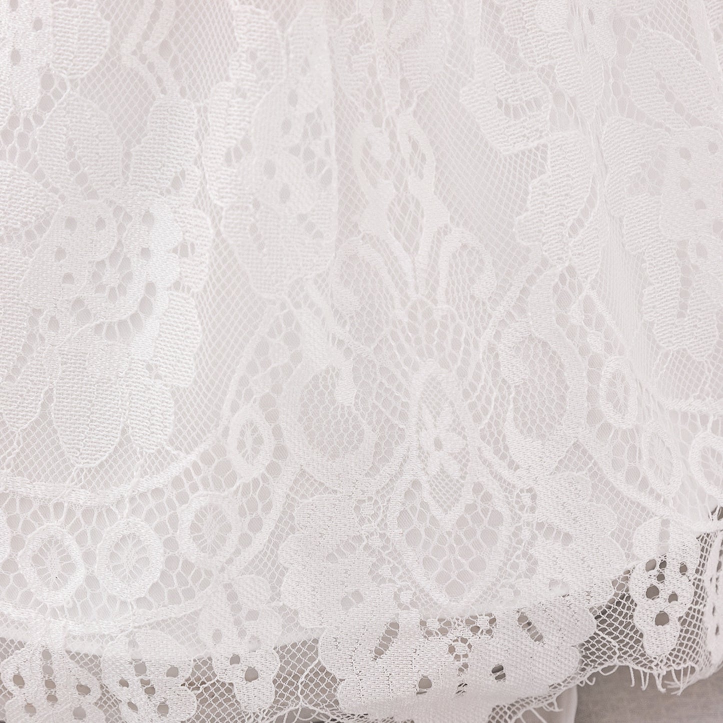 Princess Puffy Sleeve Lace Ball Gown Dress for Baby Girls - White Christening & Party Wear