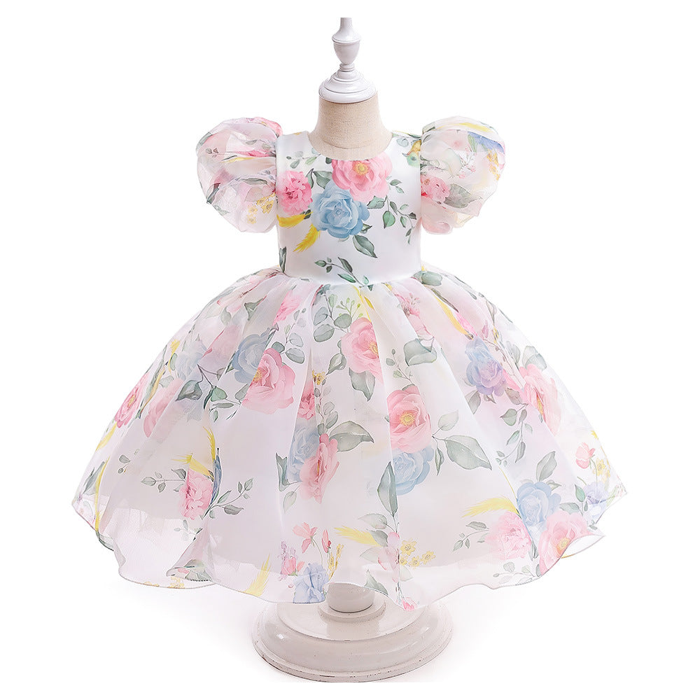 Princess Puffy Ball Gown Dress for Girls – Tea Length Party & Flower Girl Dress