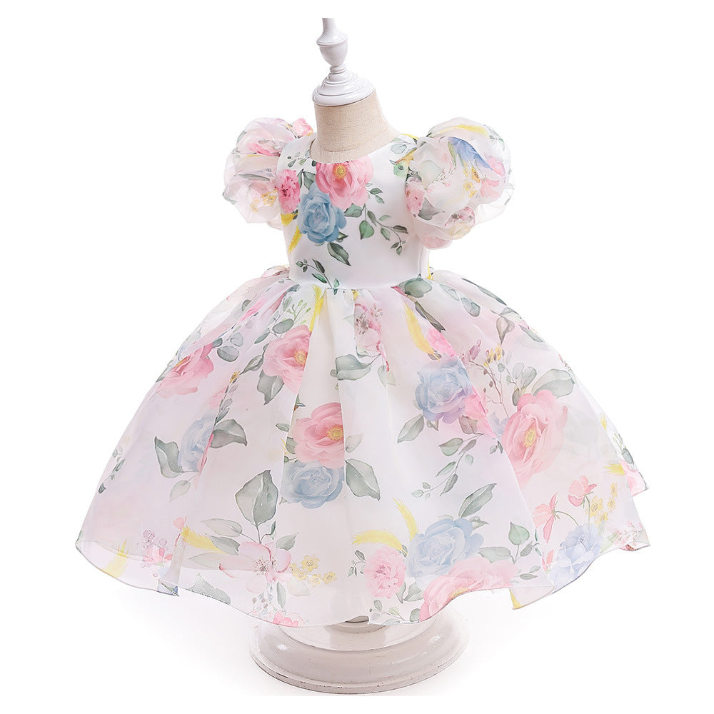 Princess Puffy Ball Gown Dress for Girls – Tea Length Party & Flower Girl Dress