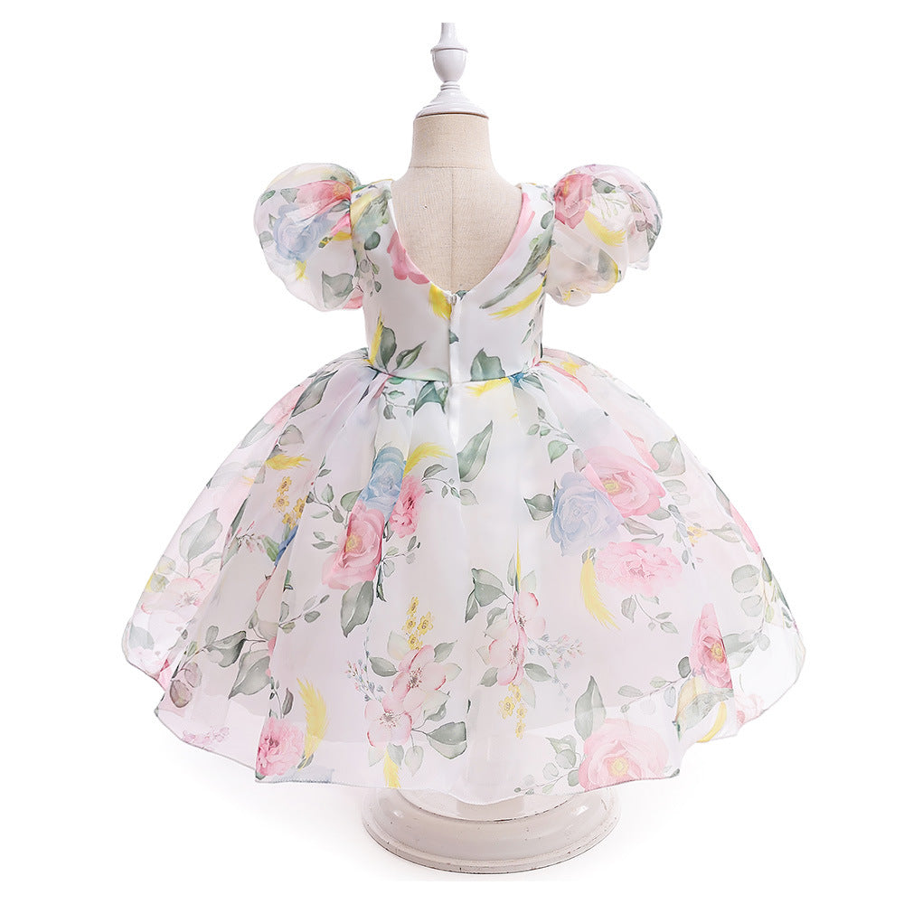 Princess Puffy Ball Gown Dress for Girls – Tea Length Party & Flower Girl Dress