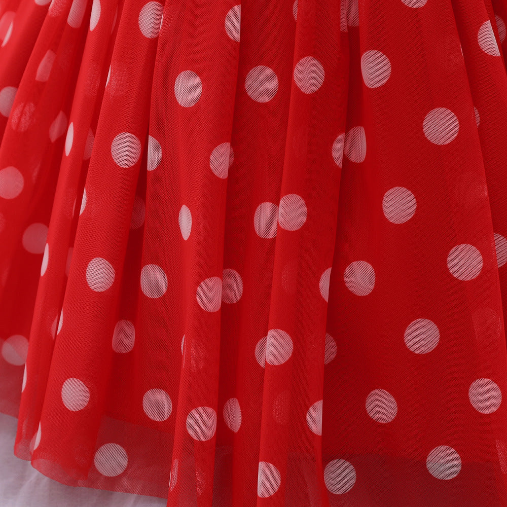 Princess Puffy Ball Gown Tea-Length Dress for Toddlers | Cartoon Print & Bowknot | Party & Wedding Outfit