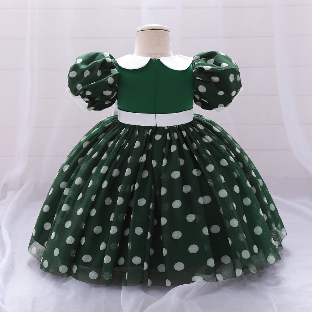Princess Puffy Ball Gown Tea-Length Dress for Toddlers | Cartoon Print & Bowknot | Party & Wedding Outfit