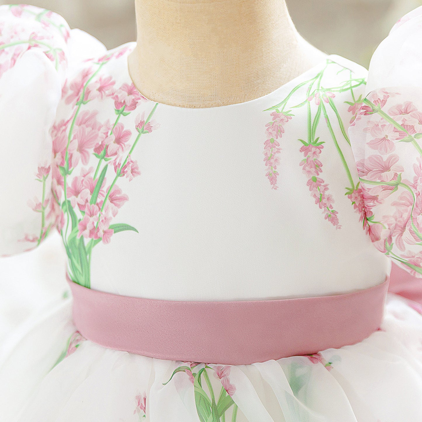 Princess Puffy Tulle Floral Bow Dress for Toddlers & Girls | Tea Length Ball Gown