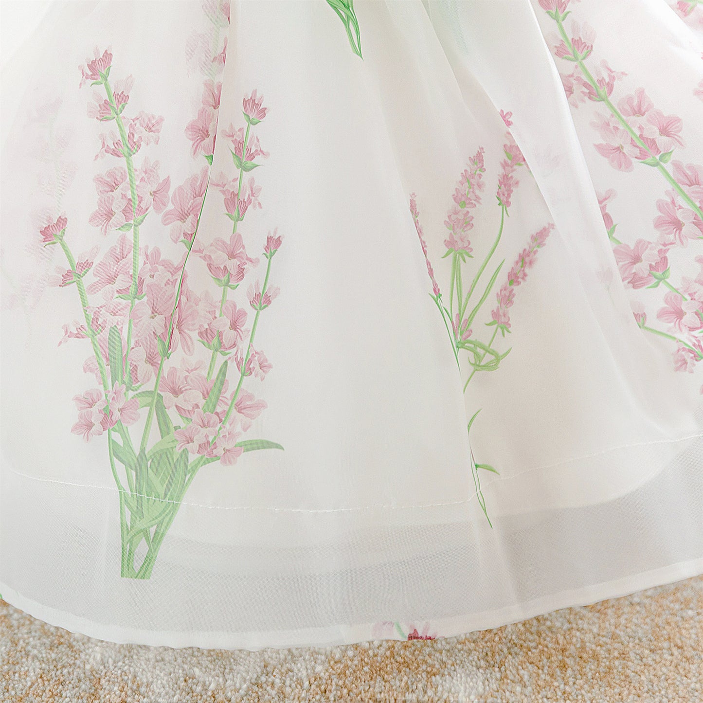 Princess Puffy Tulle Floral Bow Dress for Toddlers & Girls | Tea Length Ball Gown