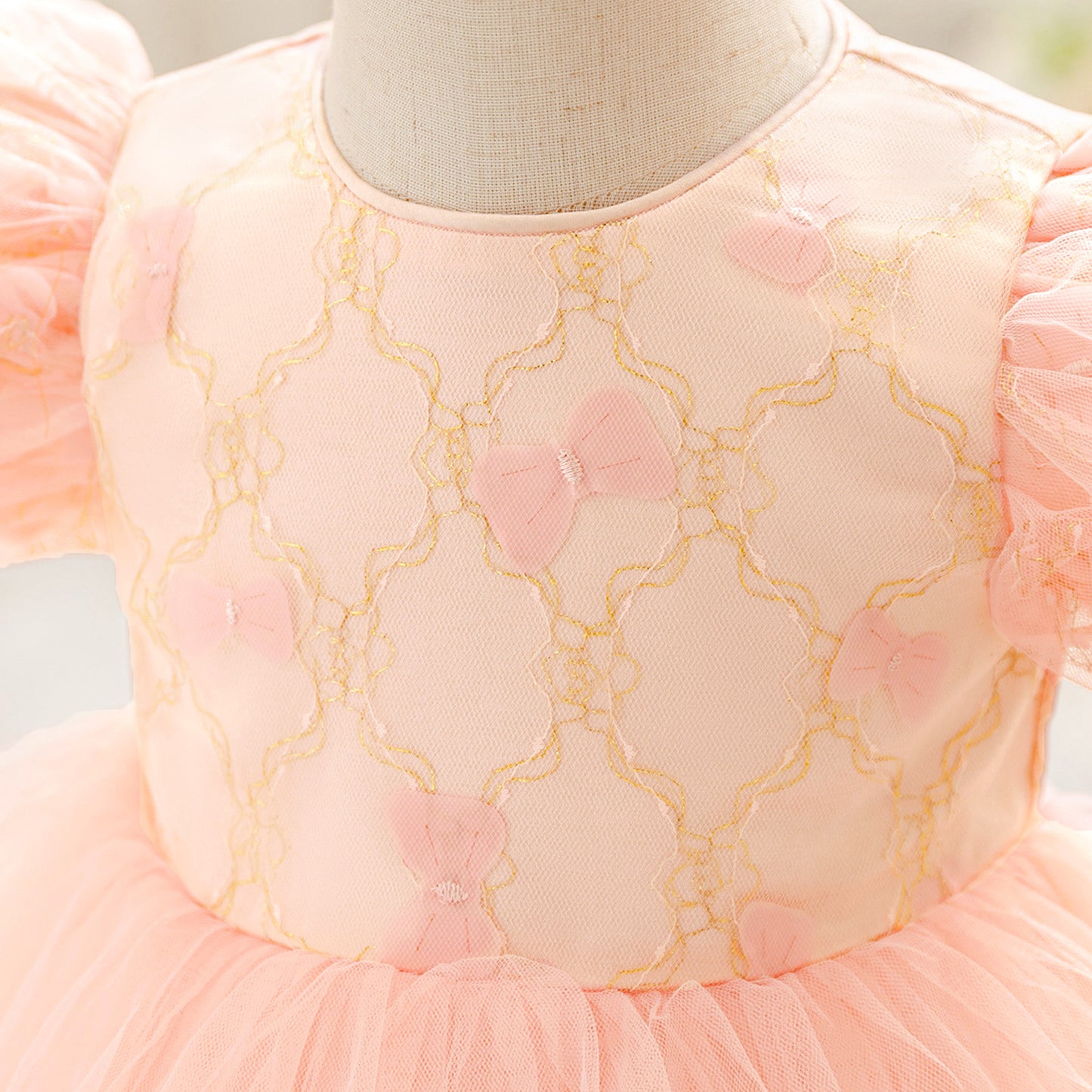 Light Pink Puffy Tulle Princess Dress for Toddlers – Ball Gown with Lace & Tiered Skirt