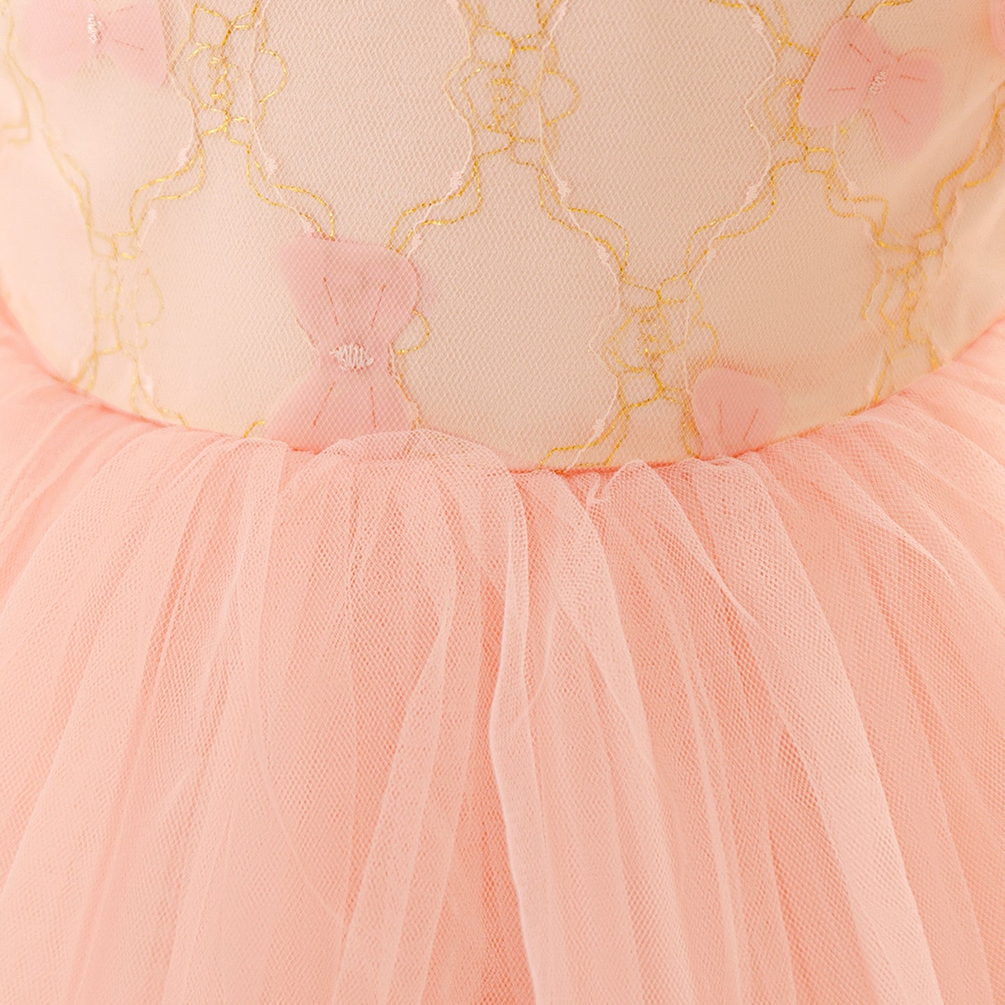 Light Pink Puffy Tulle Princess Dress for Toddlers – Ball Gown with Lace & Tiered Skirt