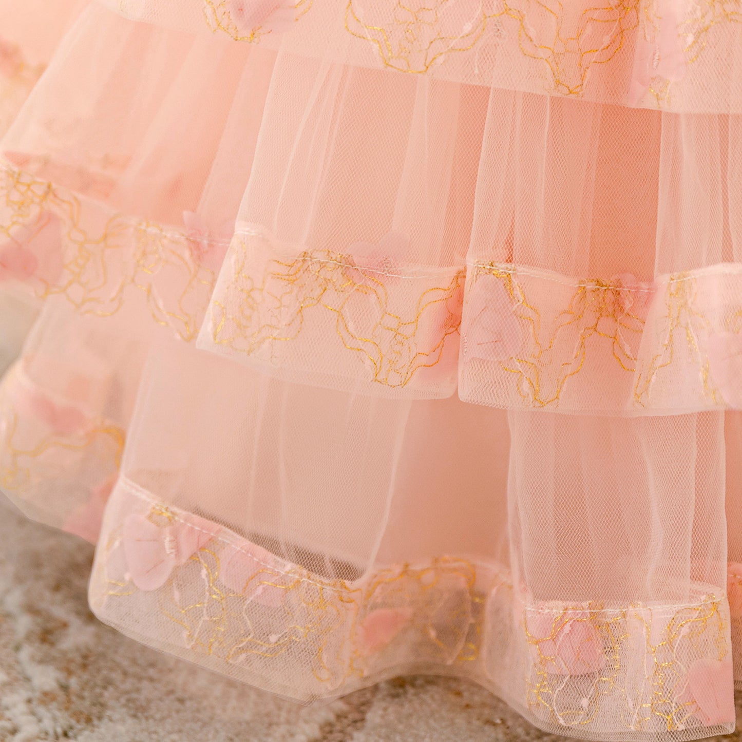 Light Pink Puffy Tulle Princess Dress for Toddlers – Ball Gown with Lace & Tiered Skirt