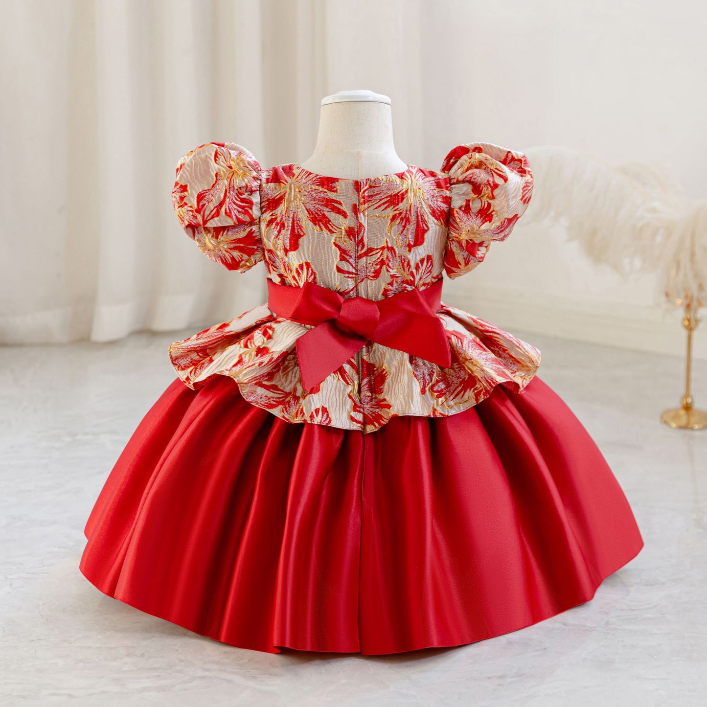 Princess Puffy Ball Gown Dress for Girls - Tea Length Tiered Skirt | Kids Party & Flower Girl Dress