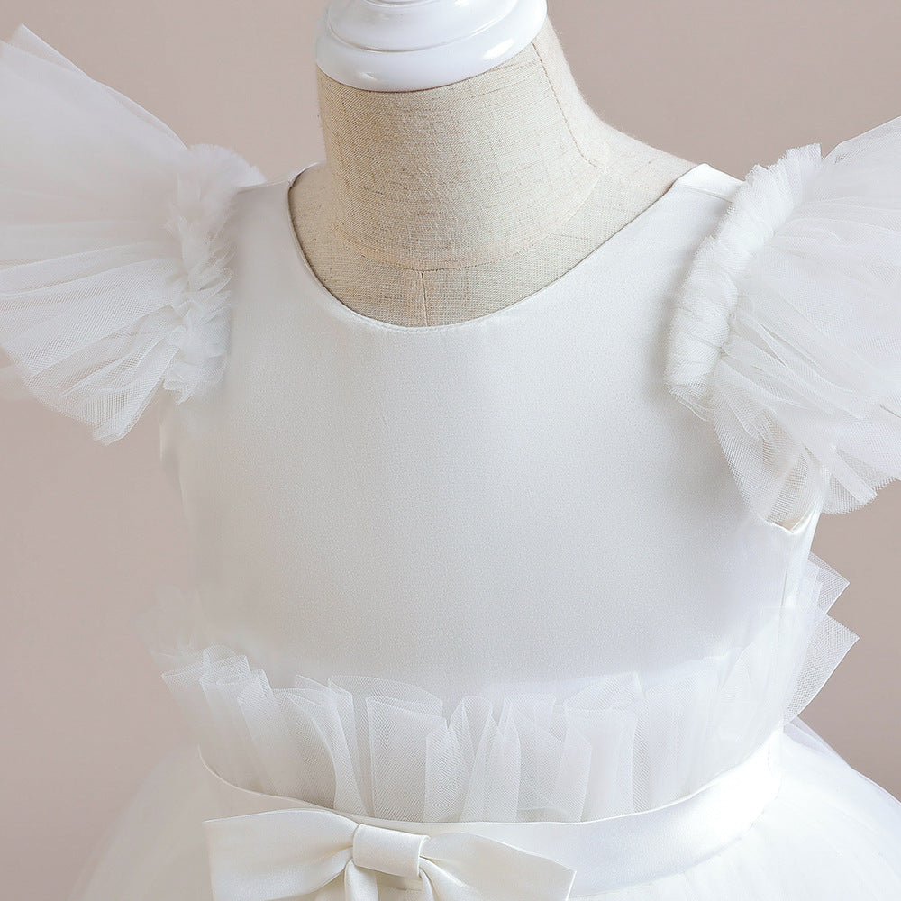 Princess Tulle Tea Length Flower Girl Dress – Fairytale Kids Party & Wedding Gown