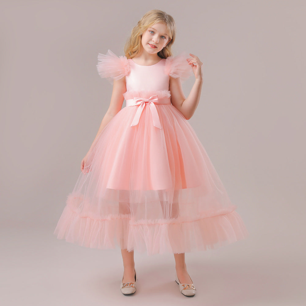 Princess Tulle Tea Length Flower Girl Dress – Fairytale Kids Party & Wedding Gown