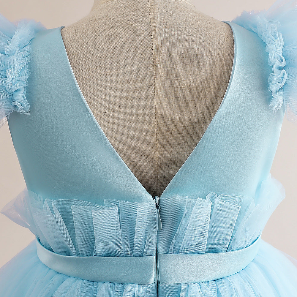 Princess Tulle Tea Length Flower Girl Dress – Fairytale Kids Party & Wedding Gown
