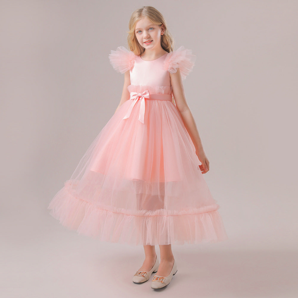 Princess Tulle Tea Length Flower Girl Dress – Fairytale Kids Party & Wedding Gown