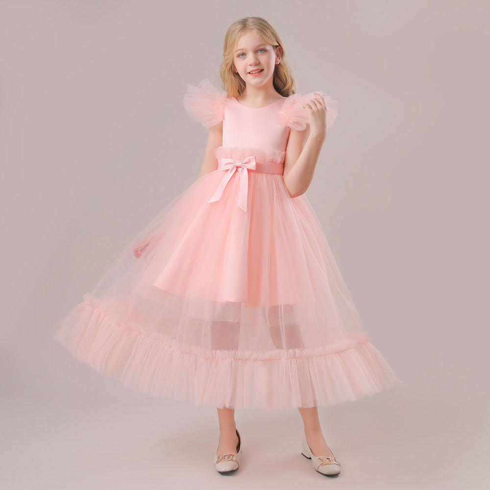 Princess Tulle Tea Length Flower Girl Dress – Fairytale Kids Party & Wedding Gown