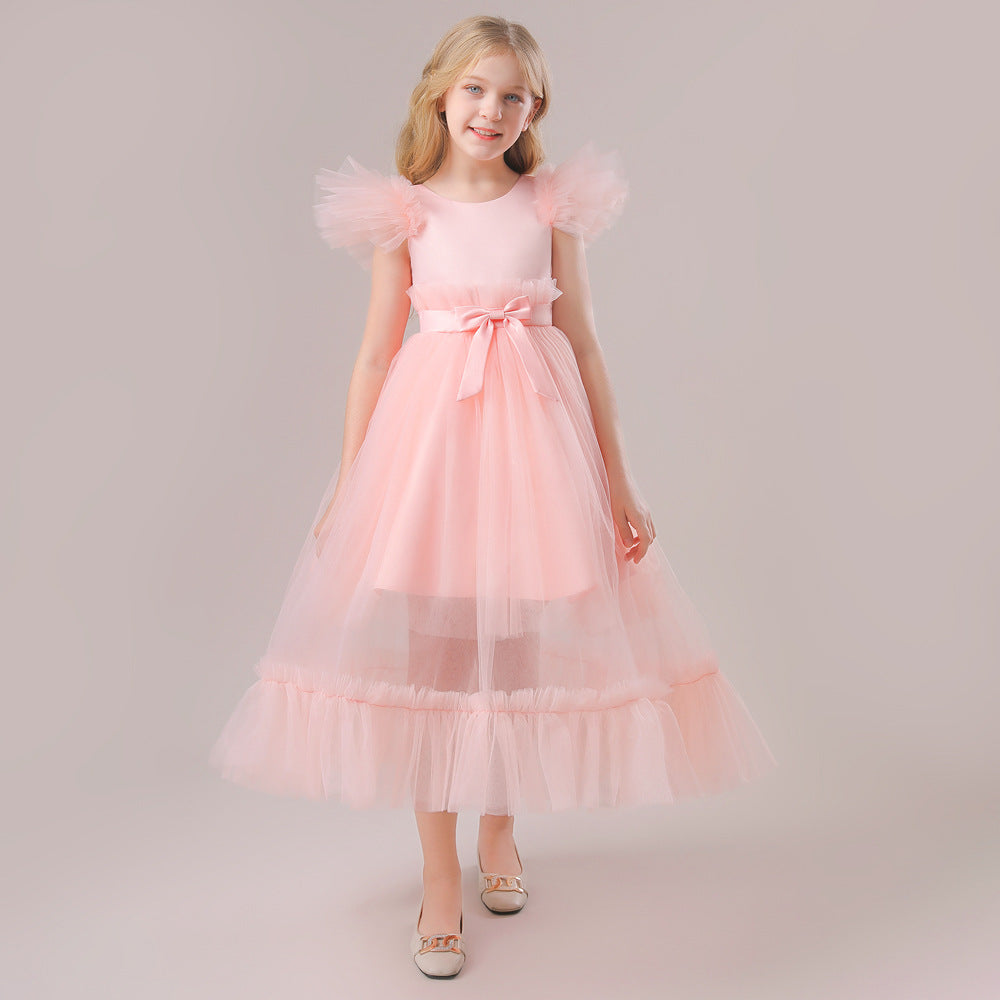 Princess Tulle Tea Length Flower Girl Dress – Fairytale Kids Party & Wedding Gown