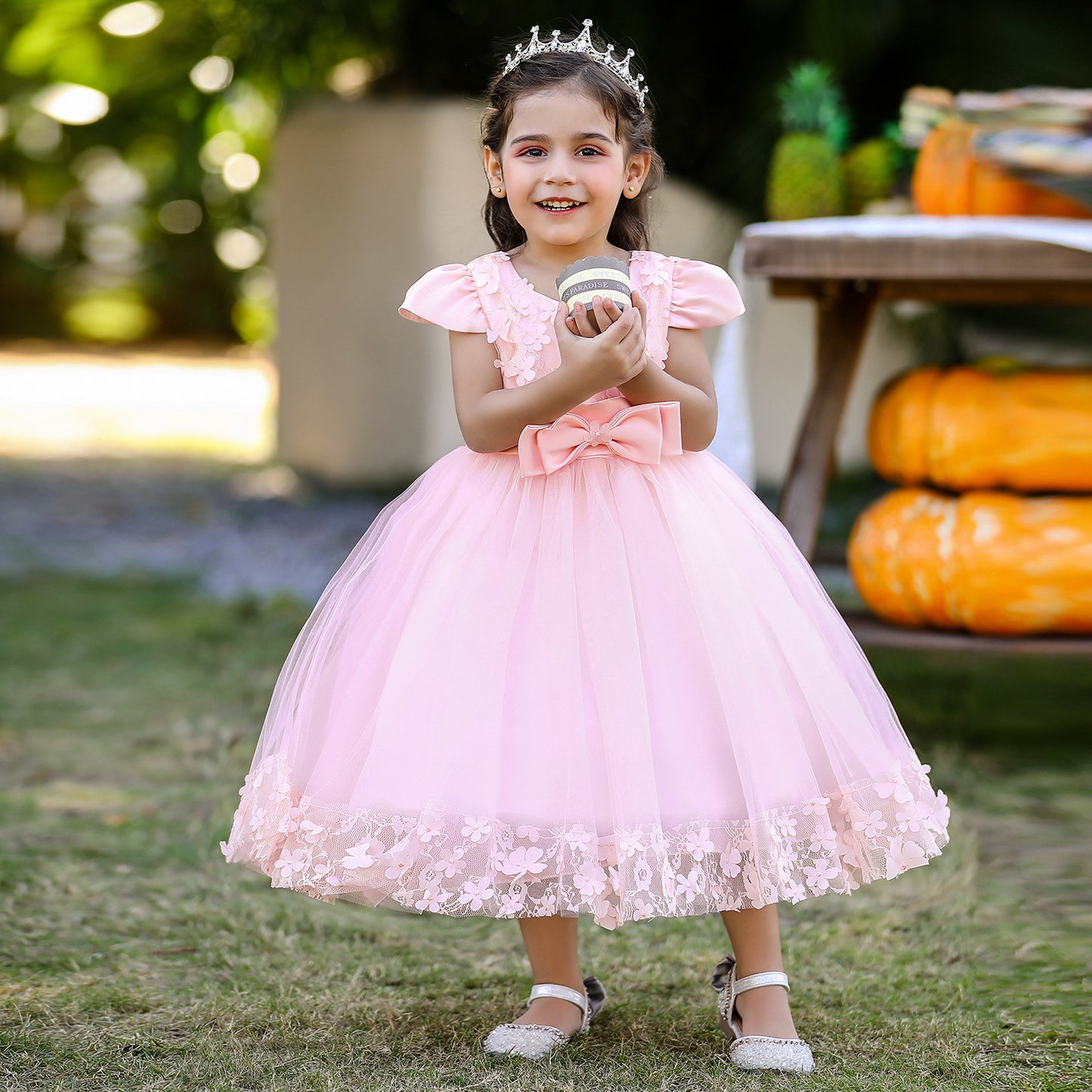 Princess Tulle Ball Gown for Baby Girls Tea Length for Party & Wedding