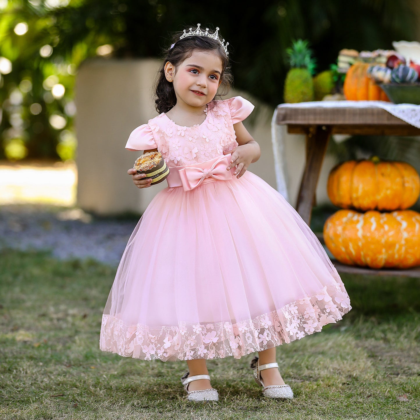 Princess Tulle Ball Gown for Baby Girls Tea Length for Party & Wedding