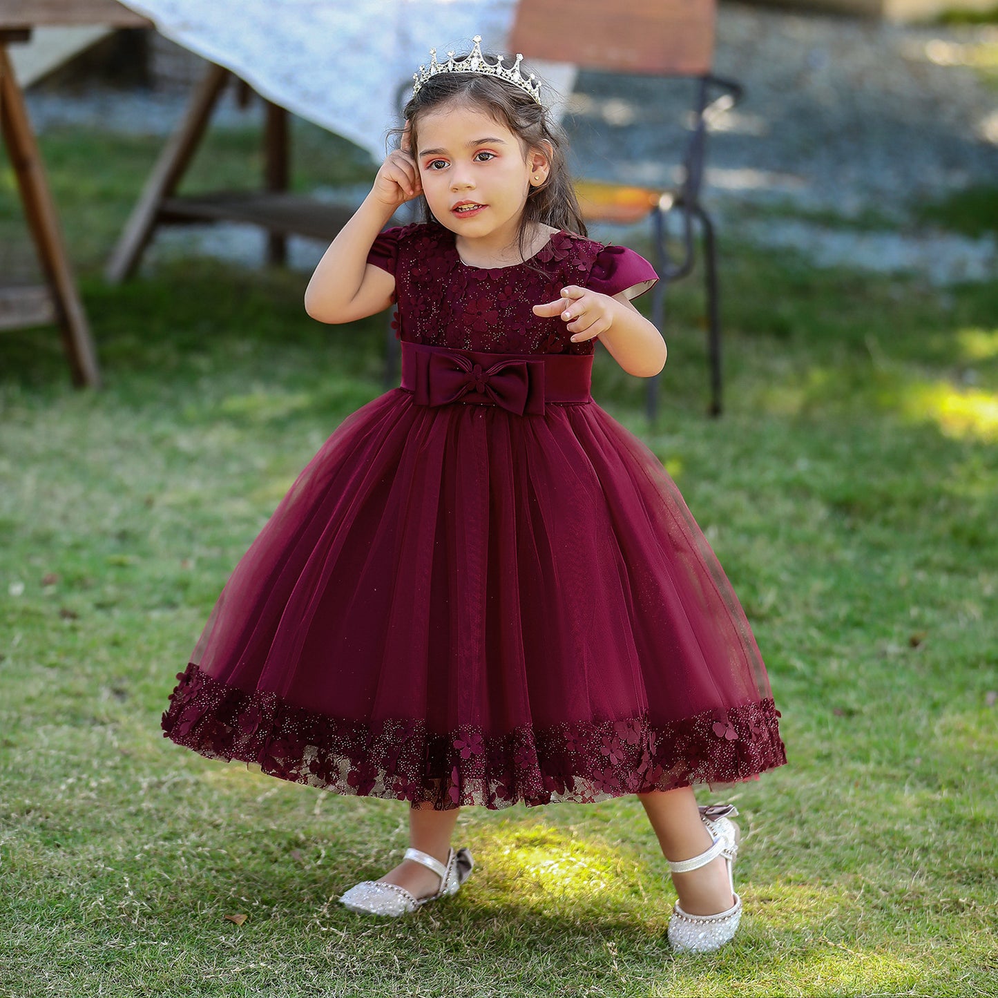 Princess Tulle Ball Gown for Baby Girls Tea Length for Party & Wedding