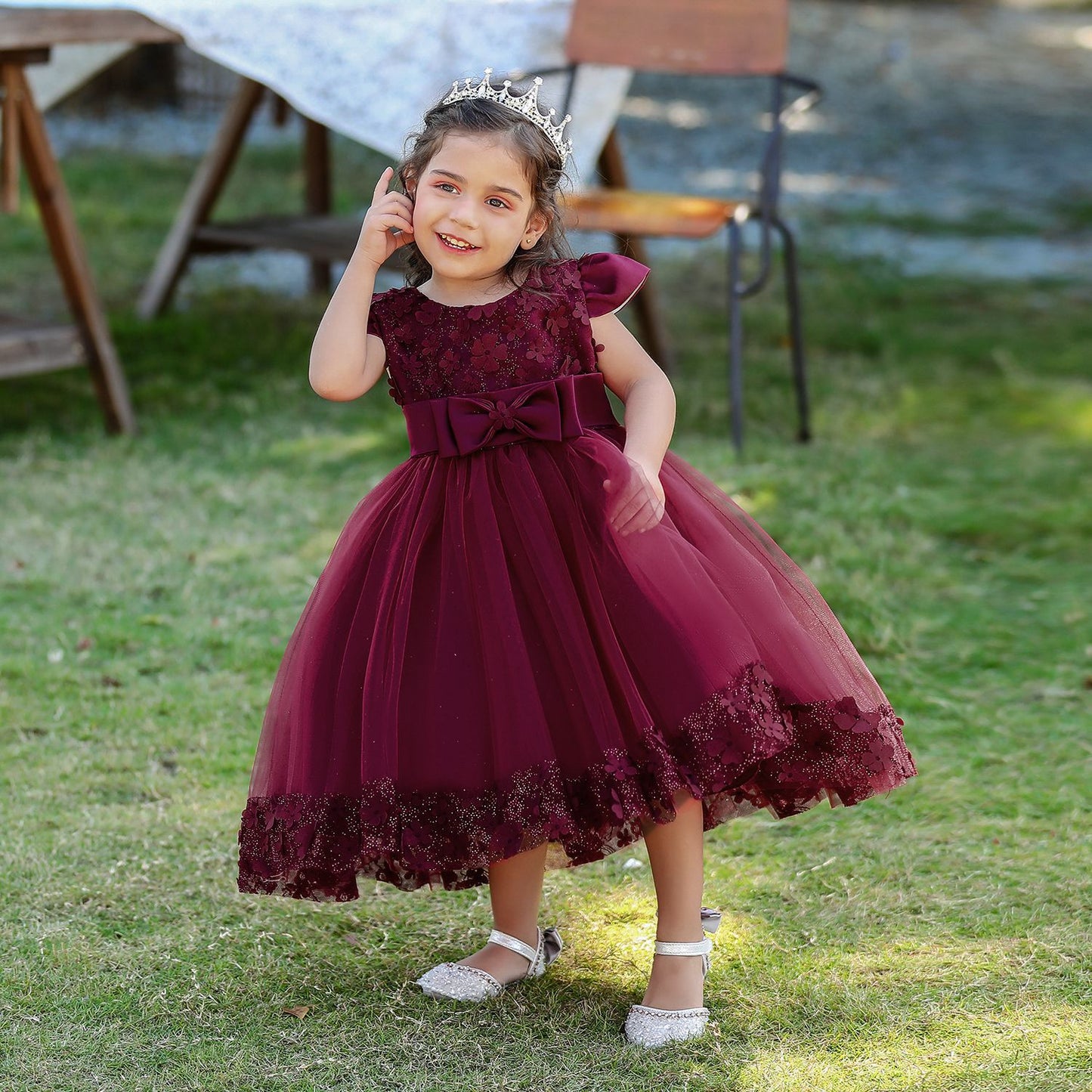 Princess Tulle Ball Gown for Baby Girls Tea Length for Party & Wedding