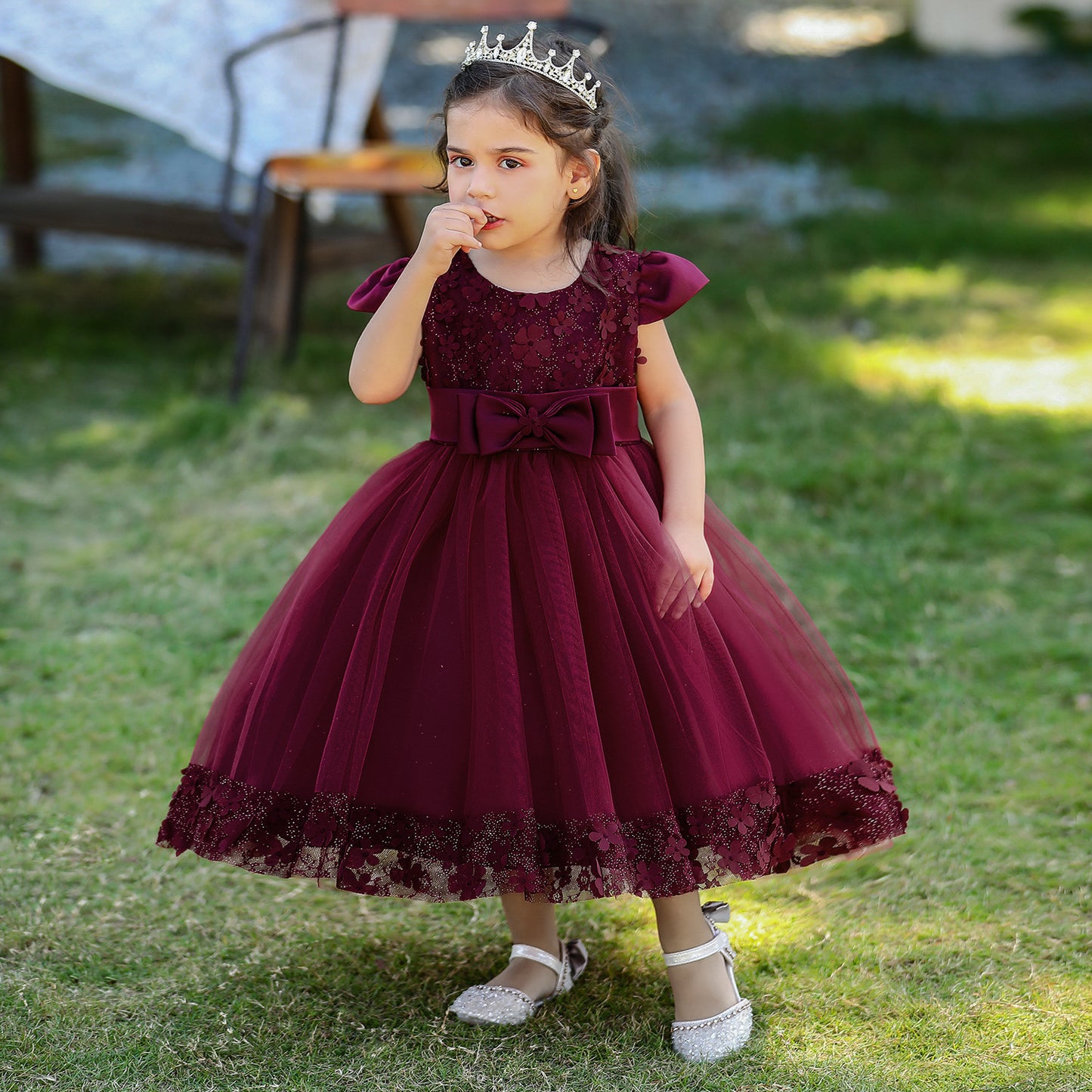 Princess Tulle Ball Gown for Baby Girls Tea Length for Party & Wedding