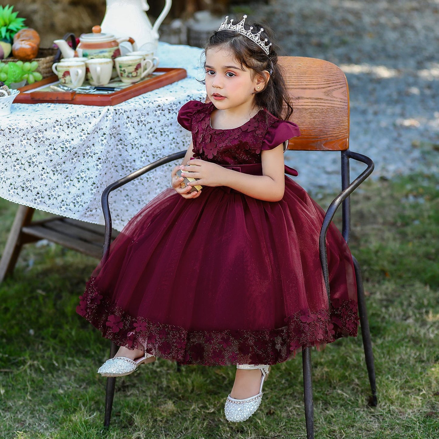 Princess Tulle Ball Gown for Baby Girls Tea Length for Party & Wedding