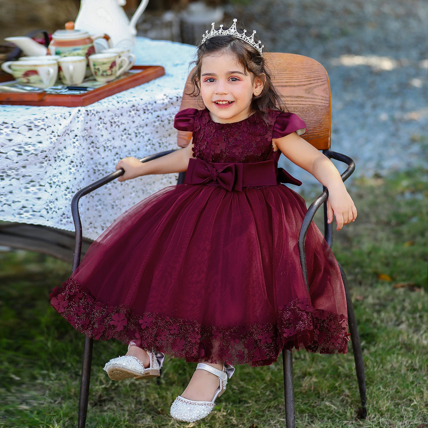 Princess Tulle Ball Gown for Baby Girls Tea Length for Party & Wedding