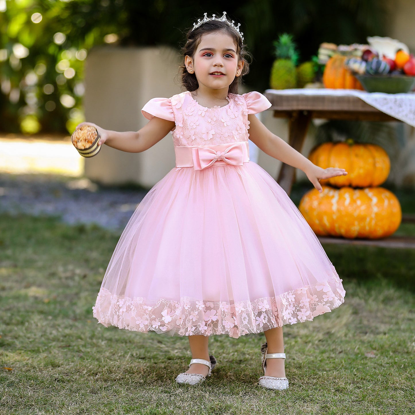 Princess Tulle Ball Gown for Baby Girls Tea Length for Party & Wedding