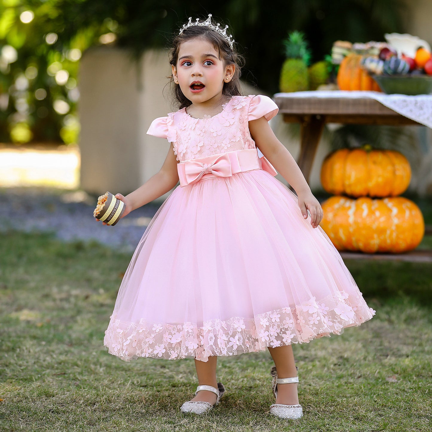 Princess Tulle Ball Gown for Baby Girls Tea Length for Party & Wedding