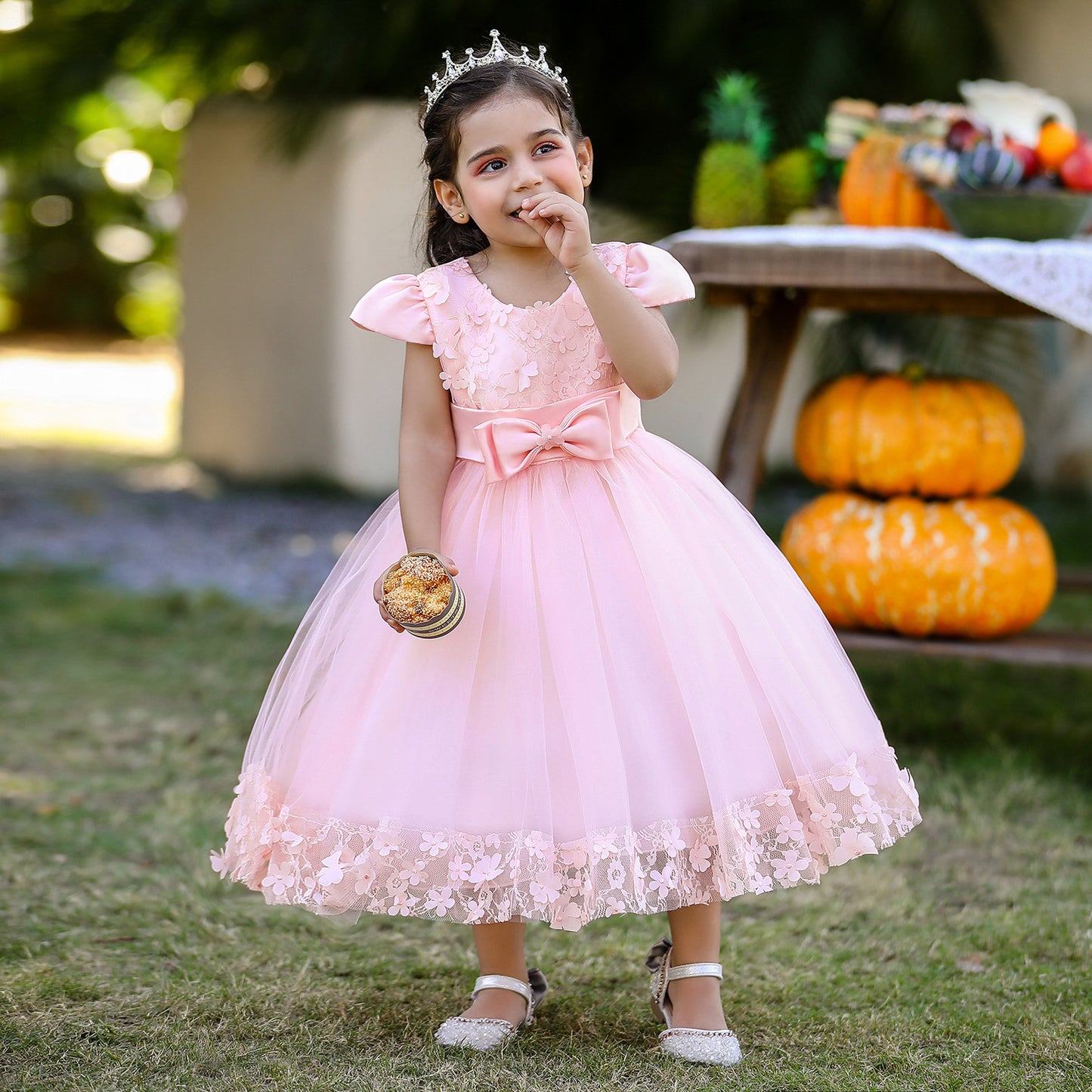 Princess Tulle Ball Gown for Baby Girls Tea Length for Party & Wedding