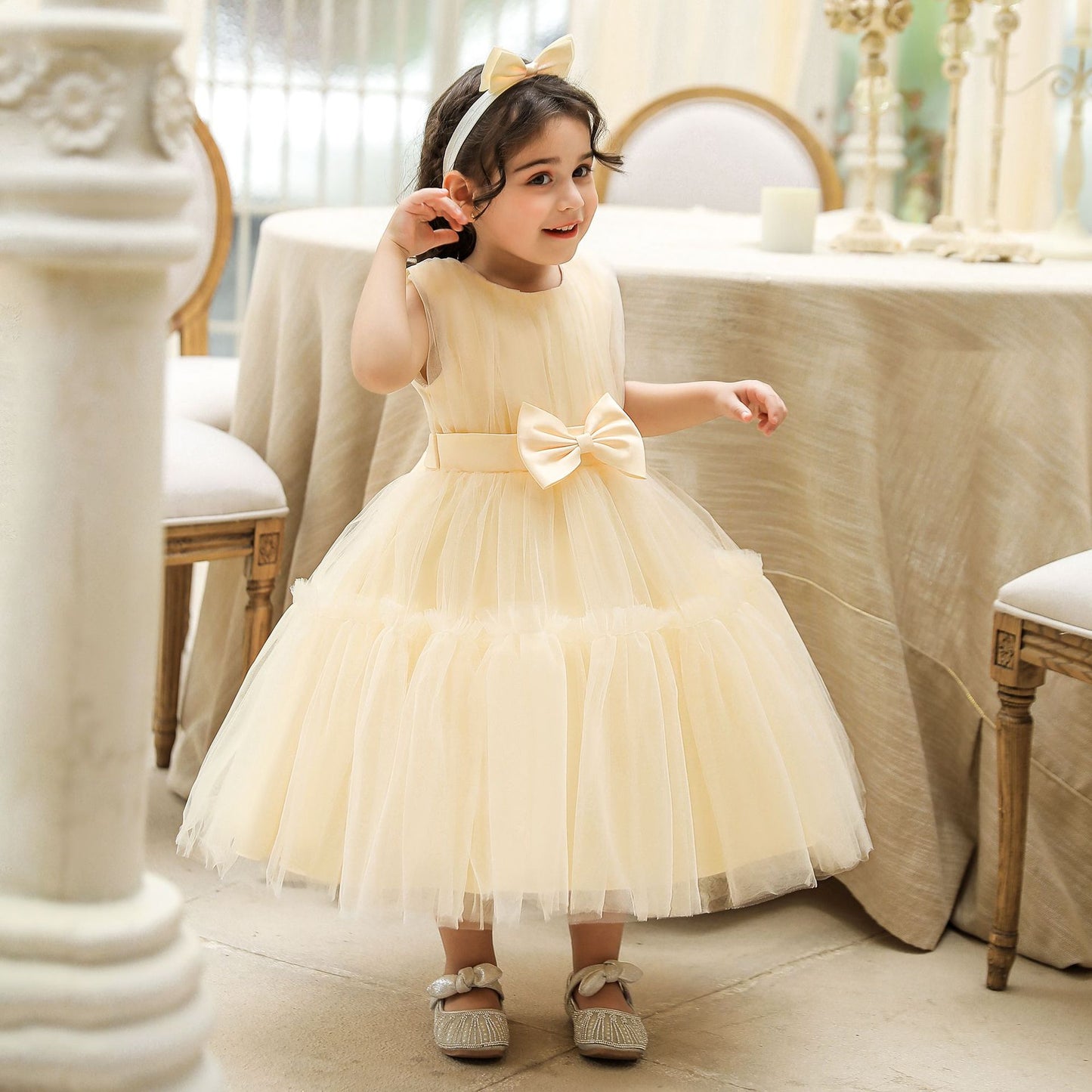 Puffy Baby Tulle Ball Gown for Special Occasions – Princess Dress with Bowknot