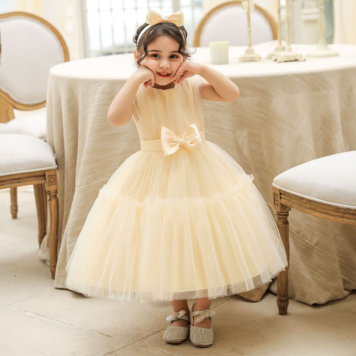 Puffy Baby Tulle Ball Gown for Special Occasions – Princess Dress with Bowknot