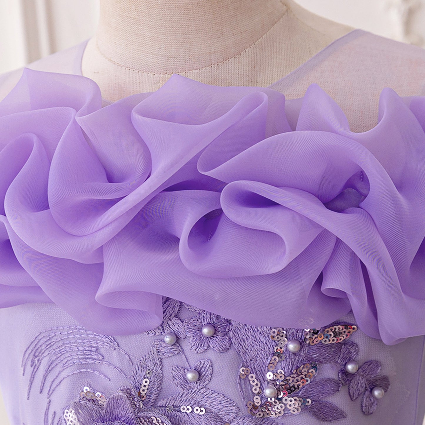 Puffy High-Low Princess Dress for Girls | Off Shoulder Mesh Gown Ages 3-12