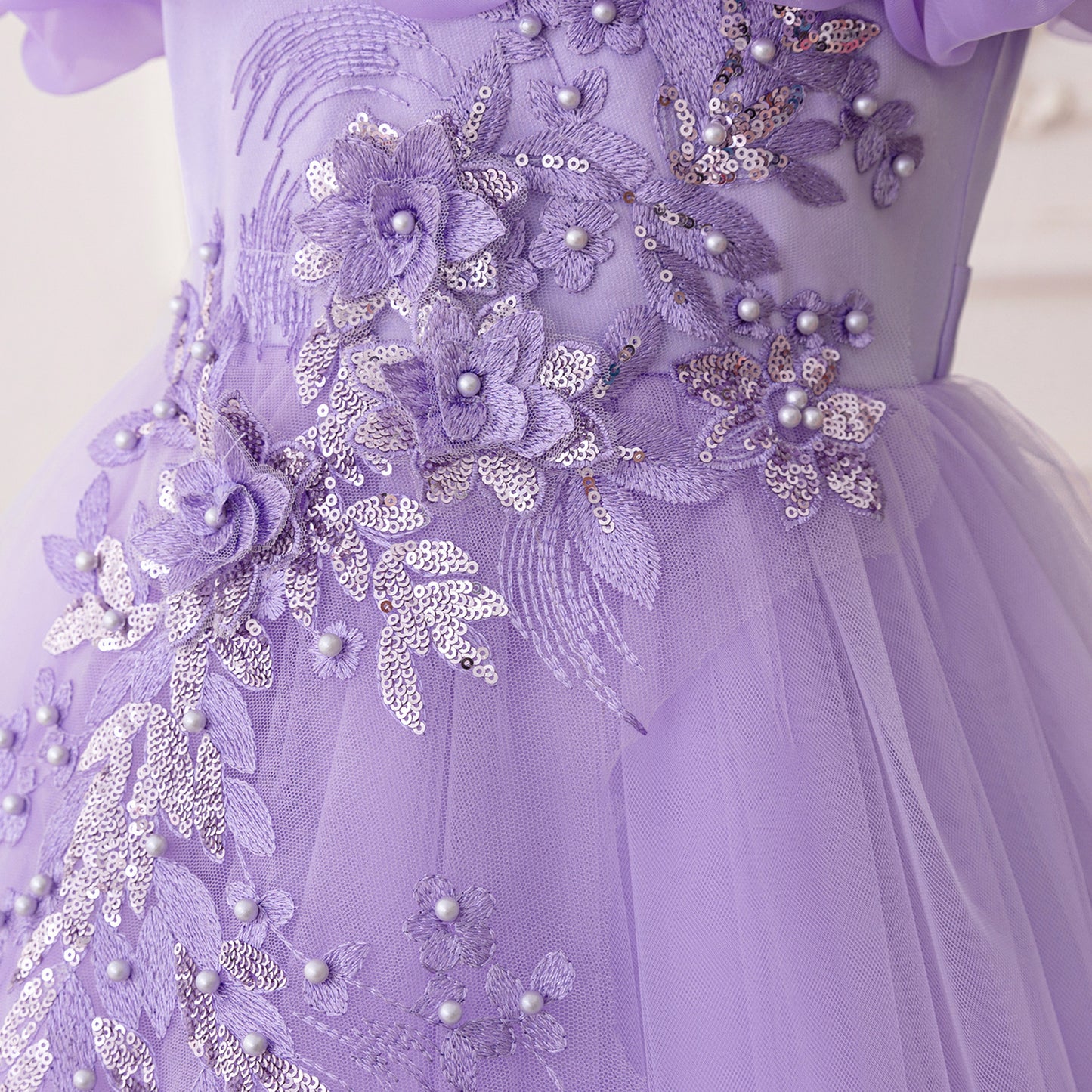 Puffy High-Low Princess Dress for Girls | Off Shoulder Mesh Gown Ages 3-12