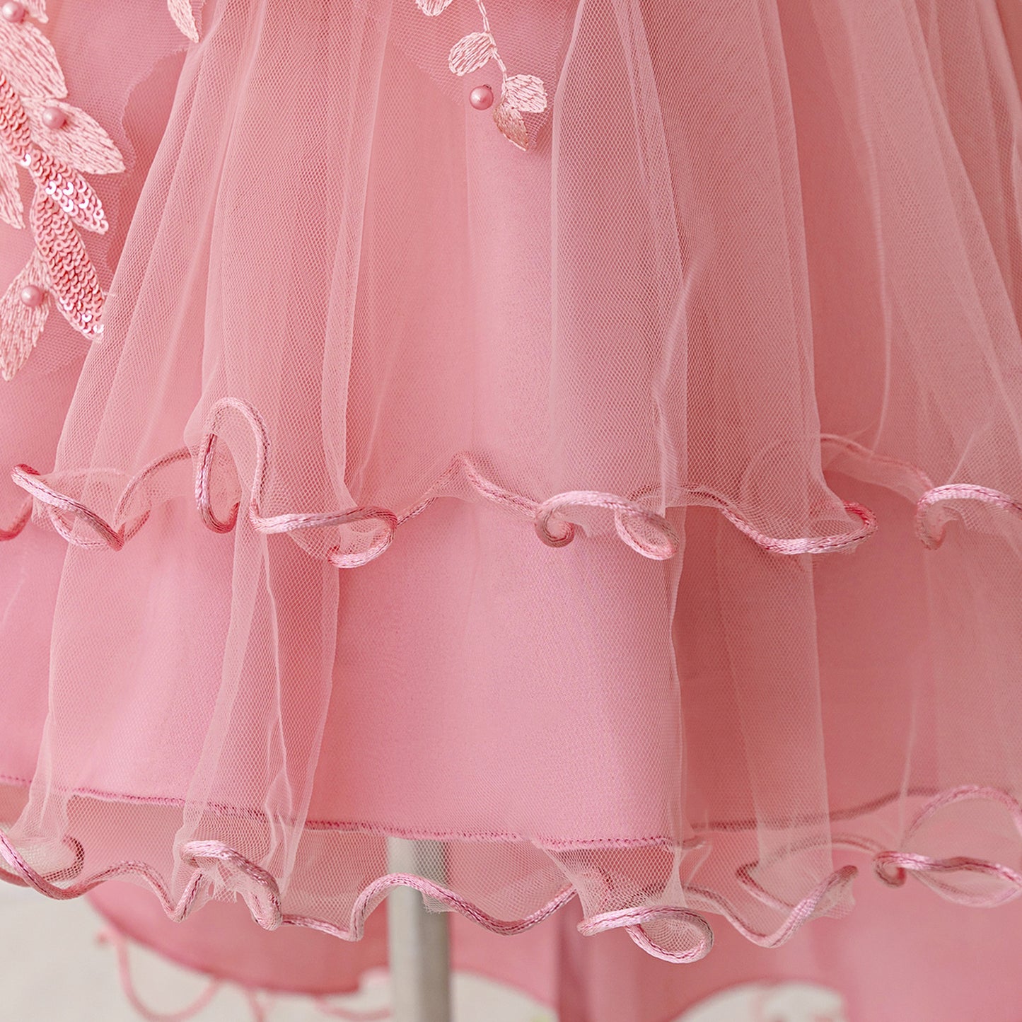 Puffy High-Low Princess Dress for Girls | Off Shoulder Mesh Gown Ages 3-12