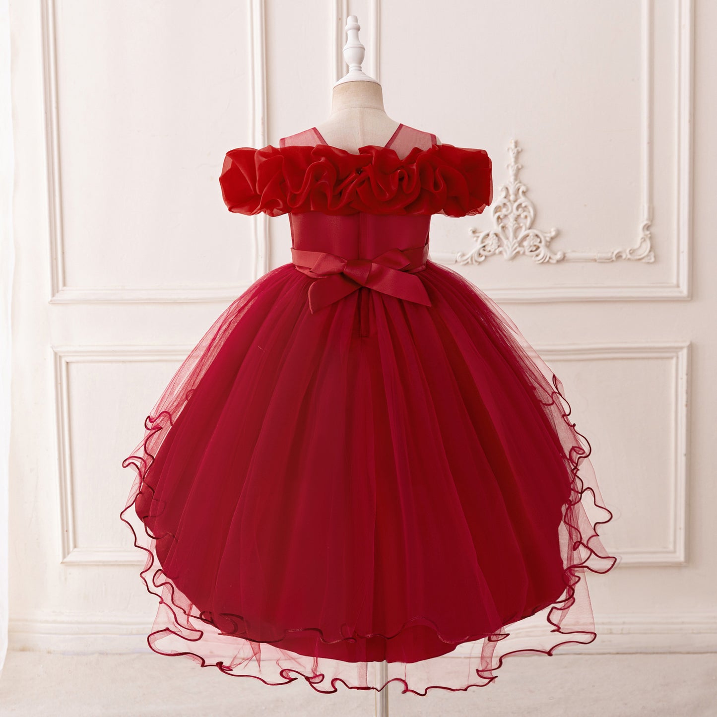 Puffy High-Low Princess Dress for Girls | Off Shoulder Mesh Gown Ages 3-12