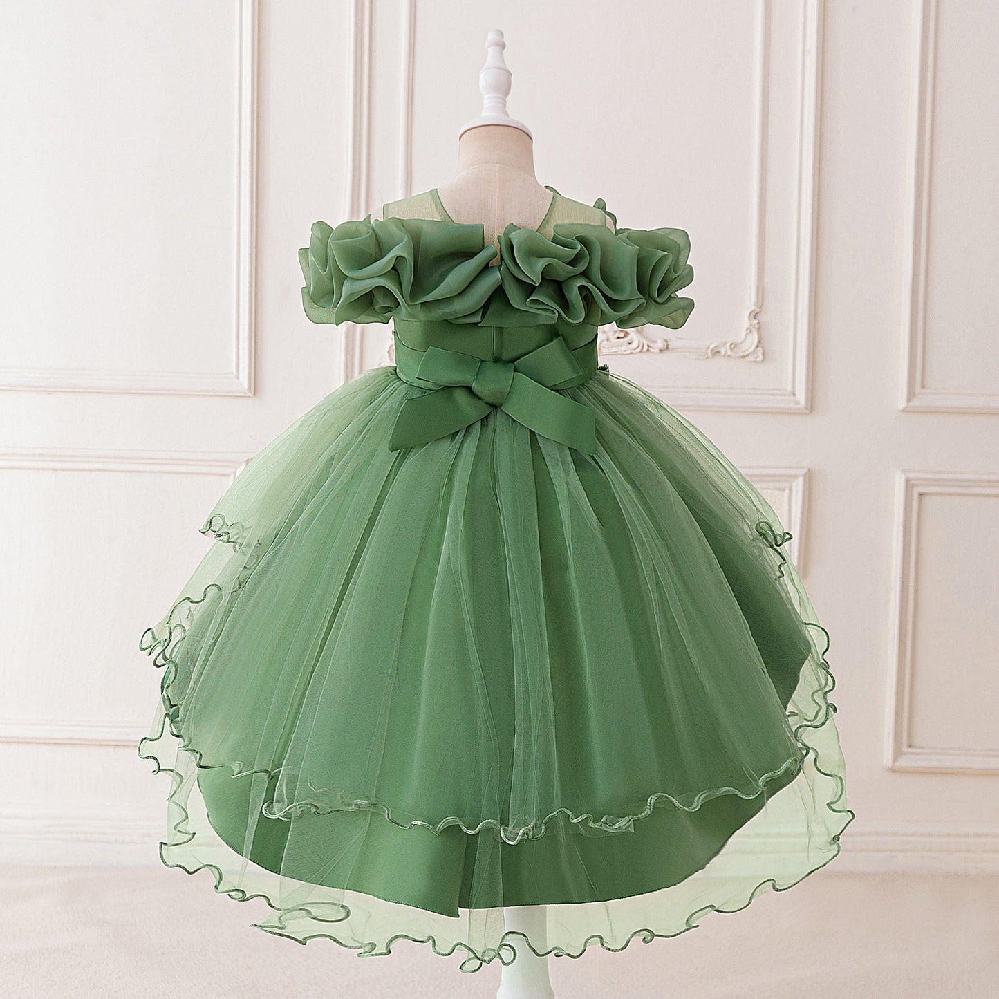 Puffy High-Low Princess Dress for Girls | Off Shoulder Mesh Gown Ages 3-12