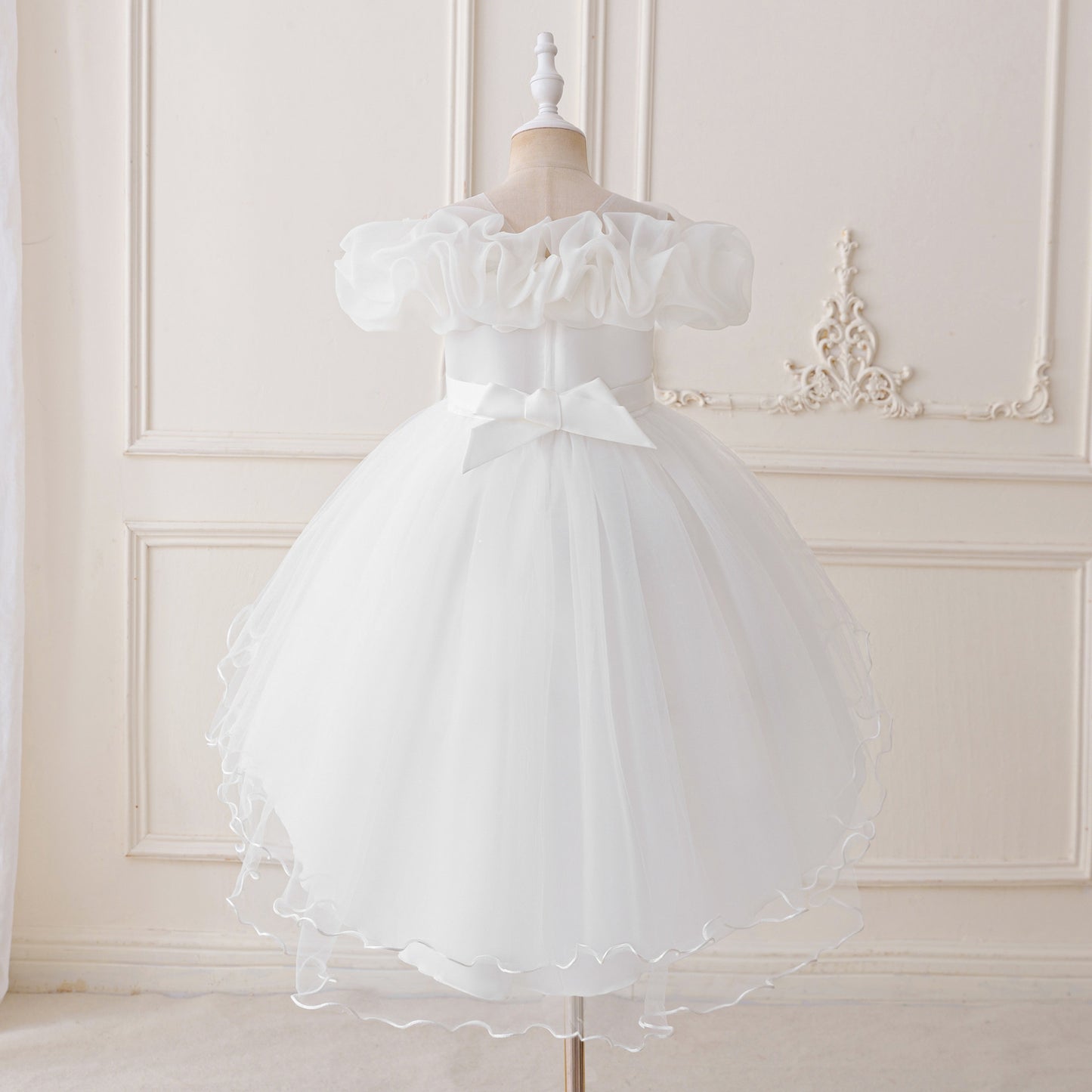 Puffy High-Low Princess Dress for Girls | Off Shoulder Mesh Gown Ages 3-12