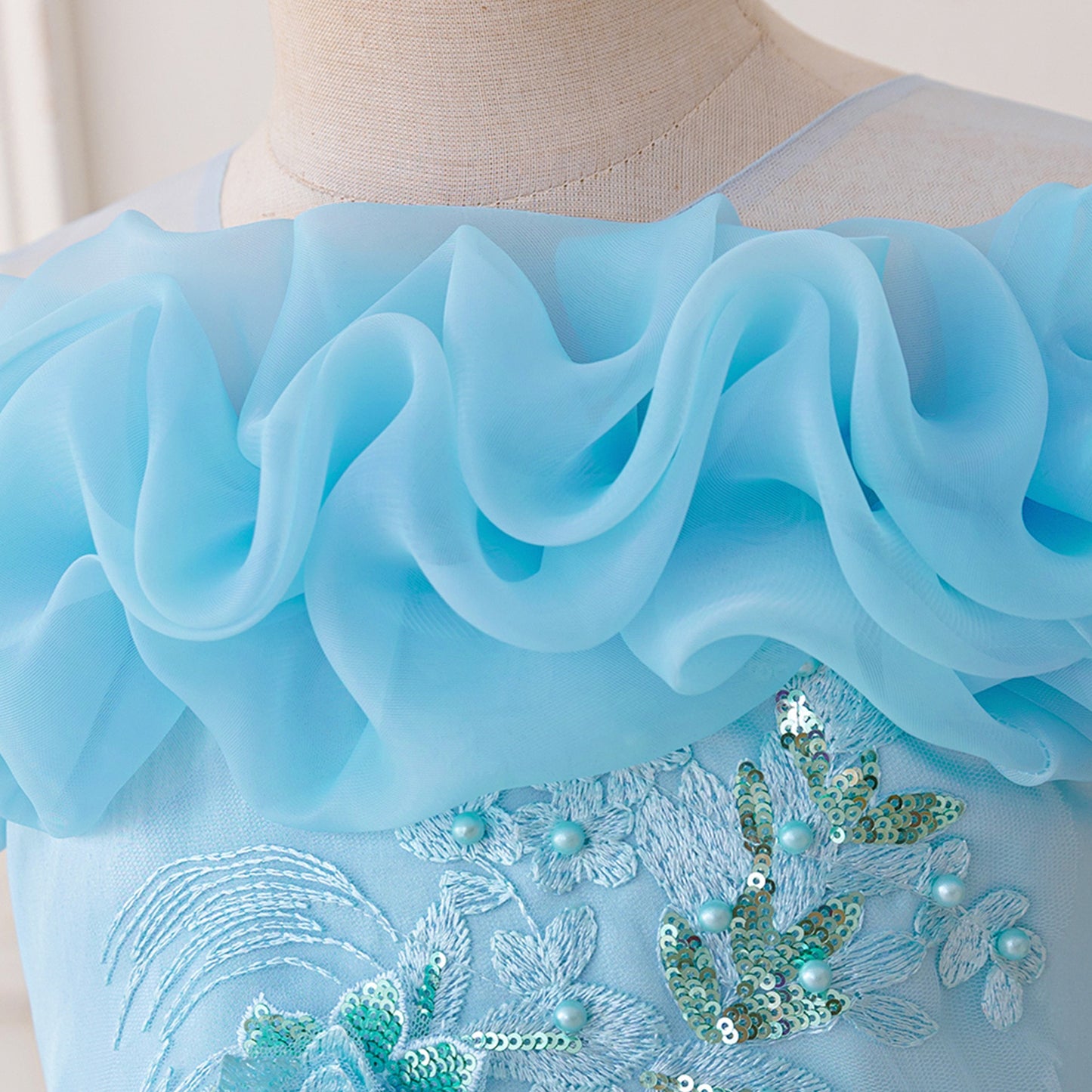 Puffy High-Low Princess Dress for Girls | Off Shoulder Mesh Gown Ages 3-12