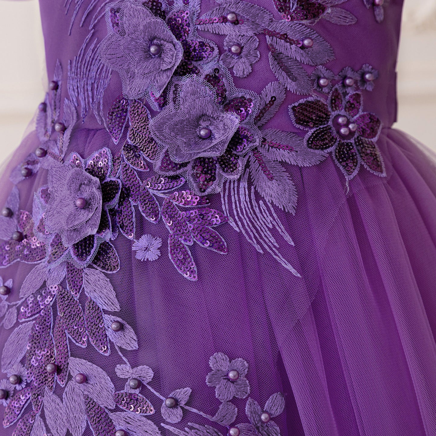 Puffy High-Low Princess Dress for Girls | Off Shoulder Mesh Gown Ages 3-12