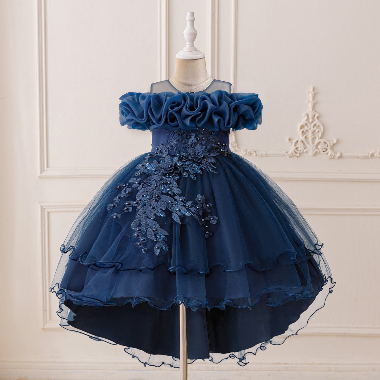Puffy High-Low Princess Dress for Girls | Off Shoulder Mesh Gown Ages 3-12