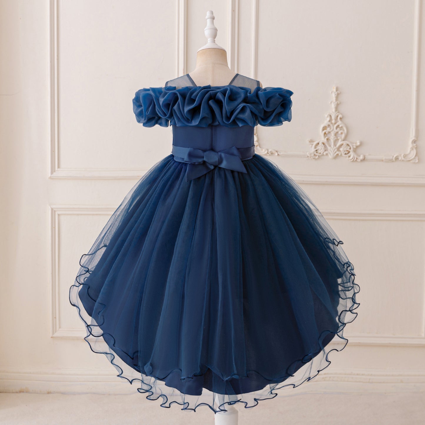 Puffy High-Low Princess Dress for Girls | Off Shoulder Mesh Gown Ages 3-12