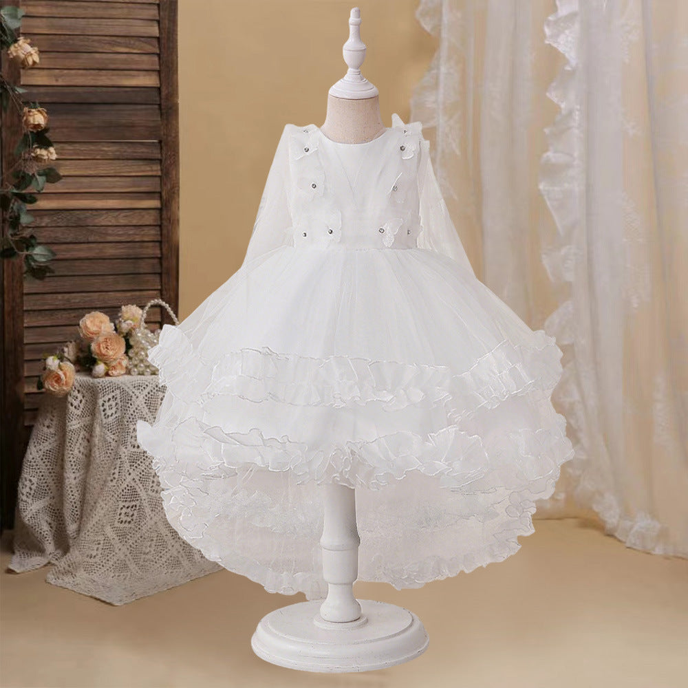 Cute Puffy Tulle Ball Gown Dress for Girls High-Low Flower Girl Formal