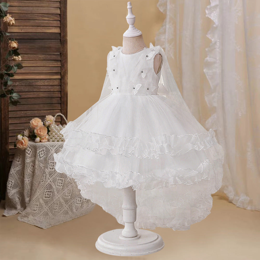 Cute Puffy Tulle Ball Gown Dress for Girls High-Low Flower Girl Formal