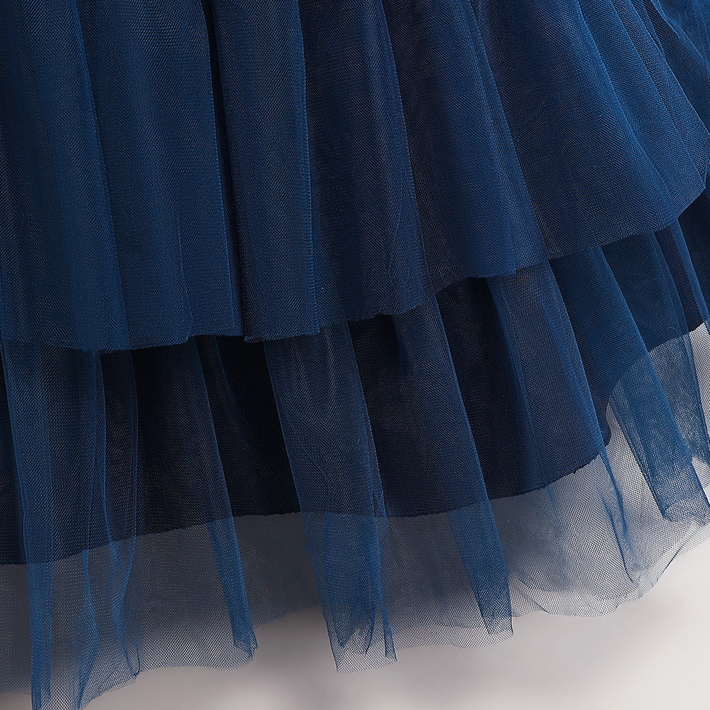 Cute Puffy Maxi Flower Girl Dress with Embroidery & Sequins – Flutter Sleeve Ball Gown for Girls