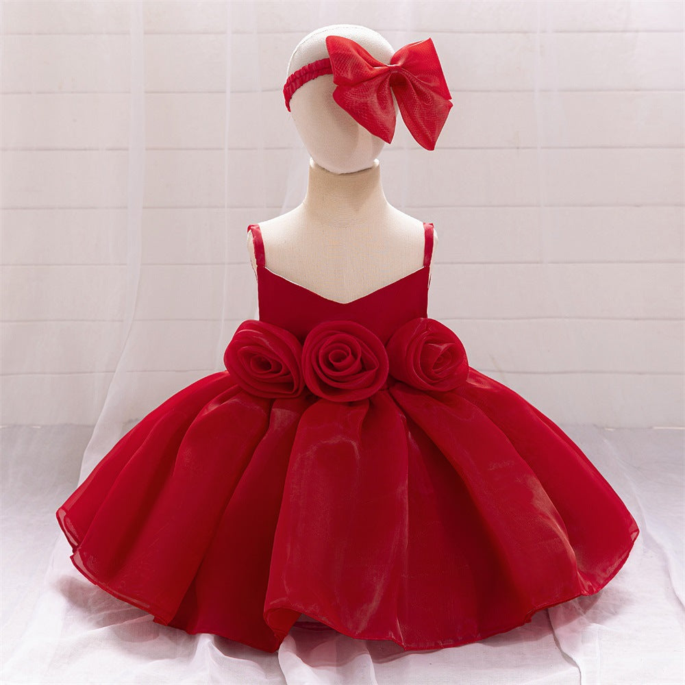 Cute Off-Shoulder Puffy Mesh Baby Ball Gown Dress for Special Occasions