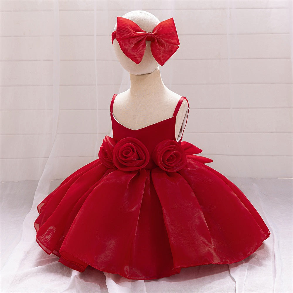 Cute Off-Shoulder Puffy Mesh Baby Ball Gown Dress for Special Occasions