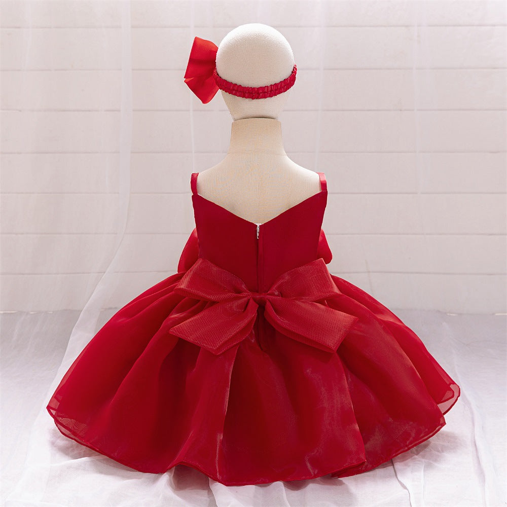 Cute Off-Shoulder Puffy Mesh Baby Ball Gown Dress for Special Occasions