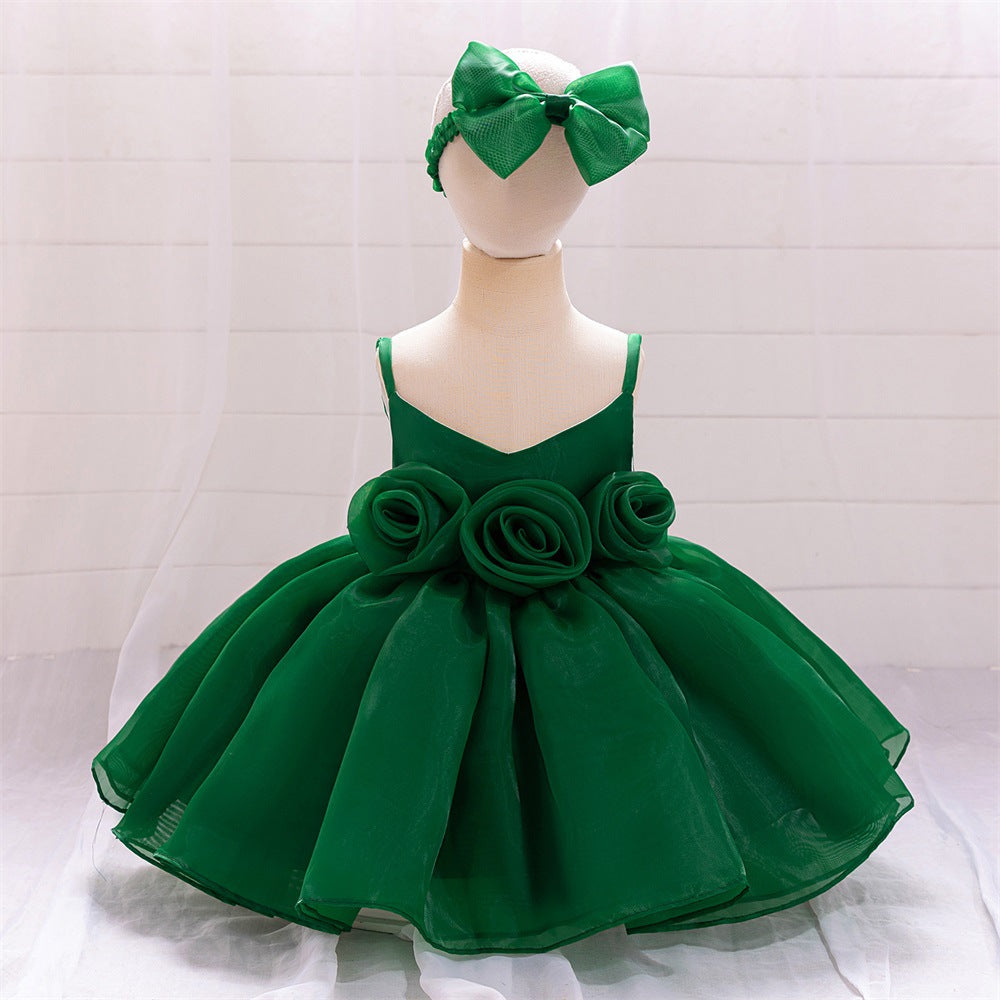 Cute Off-Shoulder Puffy Mesh Baby Ball Gown Dress for Special Occasions