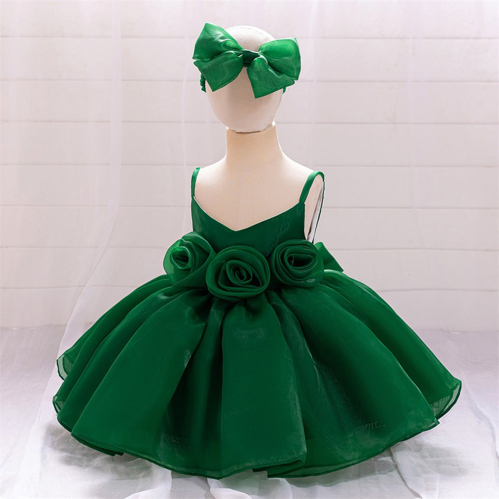Cute Off-Shoulder Puffy Mesh Baby Ball Gown Dress for Special Occasions
