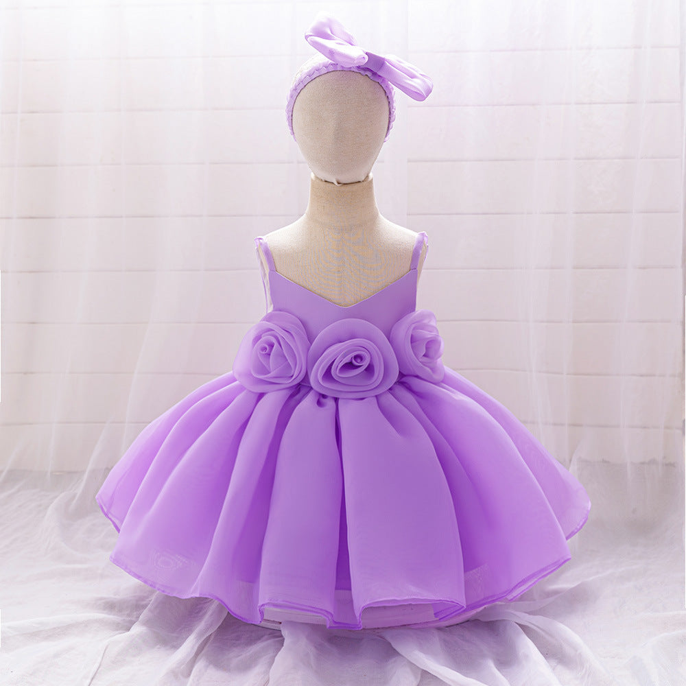 Cute Off-Shoulder Puffy Mesh Baby Ball Gown Dress for Special Occasions
